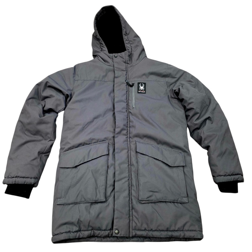 Spyder Solid-Hued Insulated Hood Parka Jacket Polar Gray Men's Size Small